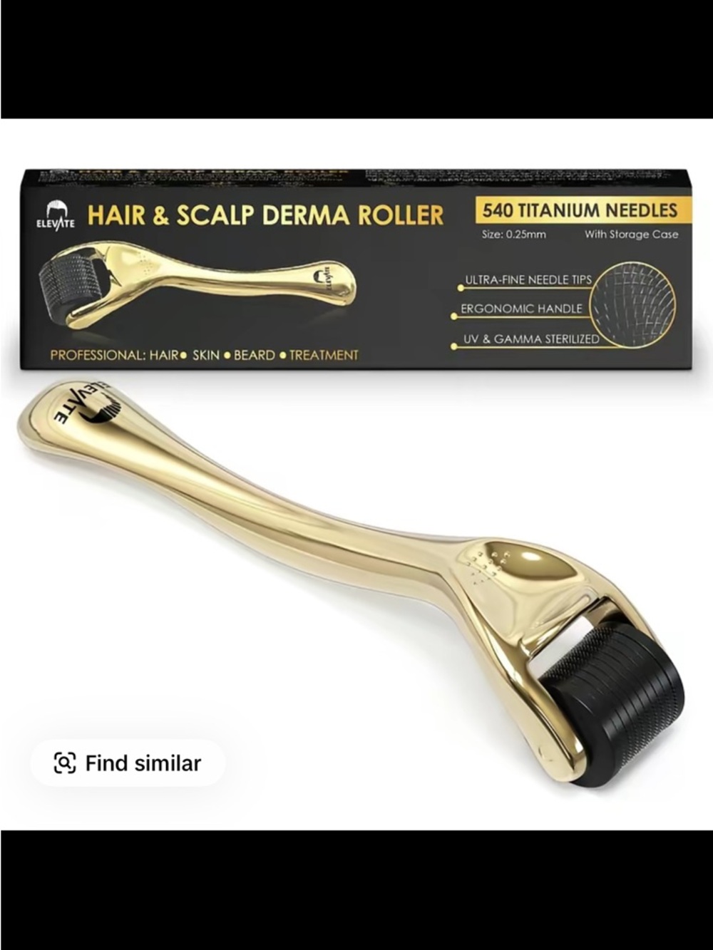 Elevate Derma Roller 0.25mm Luxury Gold Edition for Hair, face and skin